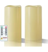 5plots 4"×8" Large Outdoor Waterproof Flameless Candles Dark Ivory with Timer &amp; Remote, Battery O...