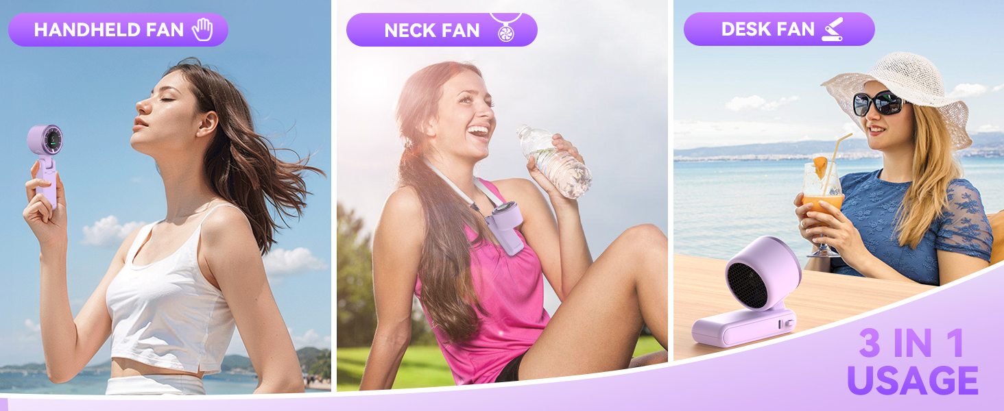 3in1 portable fans neck desk rechargeable fan hand fans fan portable summer outdoor cooling air