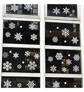 Shining Snowflakes Window Clings, 9 Sheets Glitter Snowflake Stickers DIY Removable New Year Deco...