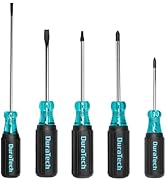 DURATECH 5 PCS S2 Steel Screwdriver Set, Professional Screwdrivers with Non-Slip Cushion Grip &amp; M...