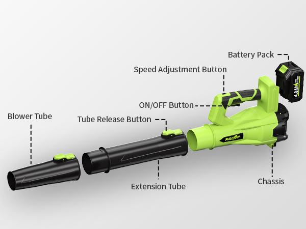 Electric Leaf Blower Cordless with 3 Tubes, 2 x 4.0Ah Batteries, Charger