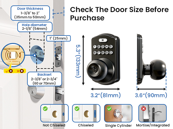 keypad door lock with knob