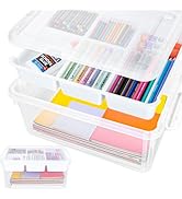 TERGOO 17QT Multipurpose Plastic Storage Organizer Box with Removable Tray, Stackable Craft Organ...