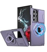 ANNGELAS for Samsung Galaxy S23 Ultra Mag-Safe Kickstand Case with Slide Camera Cover,Slim Shockp...