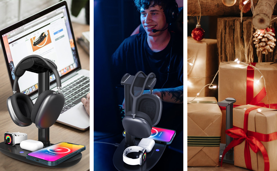 desk headphone hanger with charger