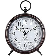 Timelink Metal Crosley Vintage Desk and Shelf Alarm Clock, Old Fashioned Retro Style, Quiet Sweep...