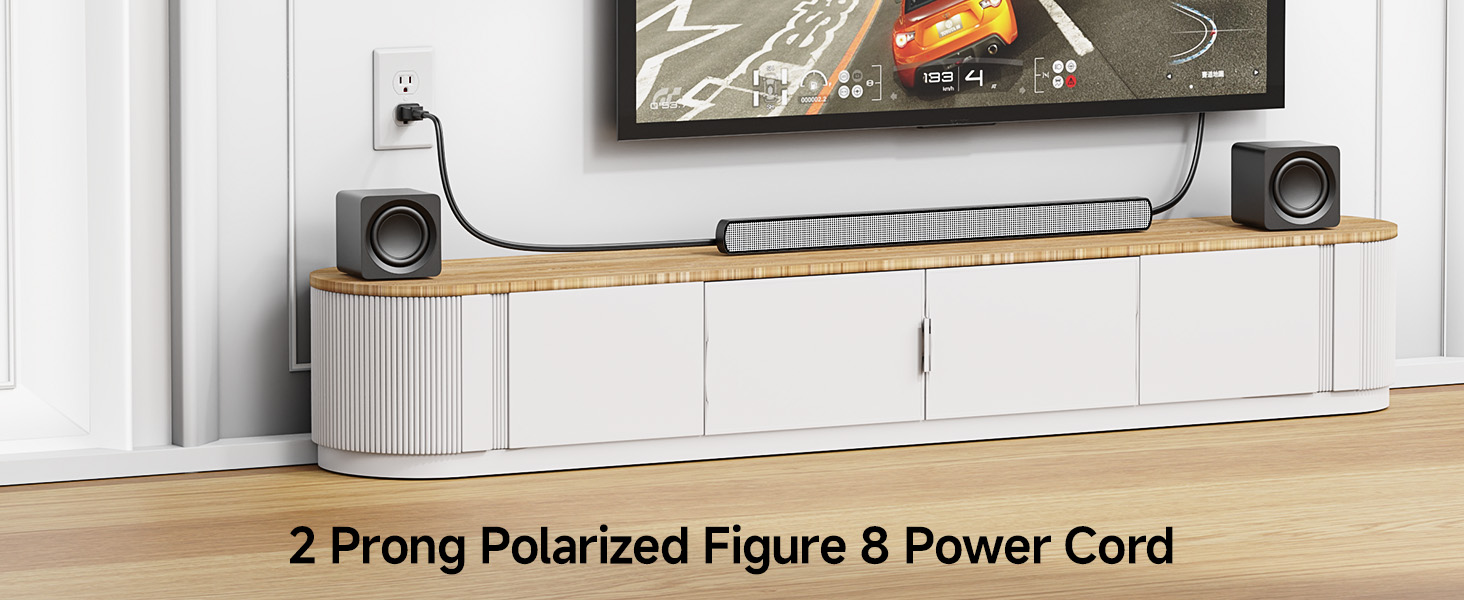 2 Pack 2 Prong Vizio TV Power Cord Replacement 6 ft, PS2 Power Cord