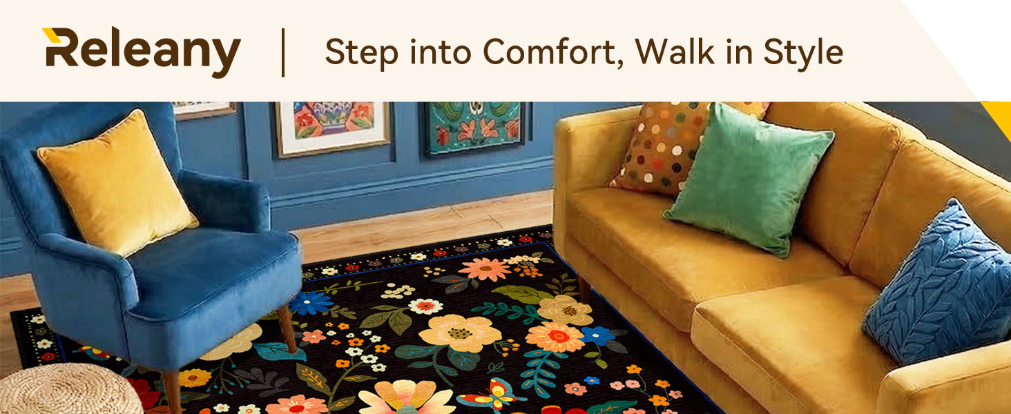 black floral area rug