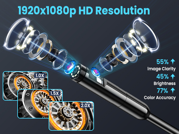 Vorth Endoscope Camera with Light, 4.3&amp;#34; IPS Screen 1080P Borescope Tools with 8 LED Lights