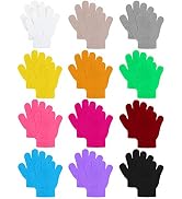 Cooraby 12 Pairs Kids Warm Magic Gloves Teens Winter Stretchy Knit Gloves Boys Girls Knit Gloves