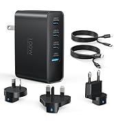 Topadre 100W USB C Travel Charger, 4-Ports Foldable Travel Adapter Plug Converter with UK/EU/AU P...