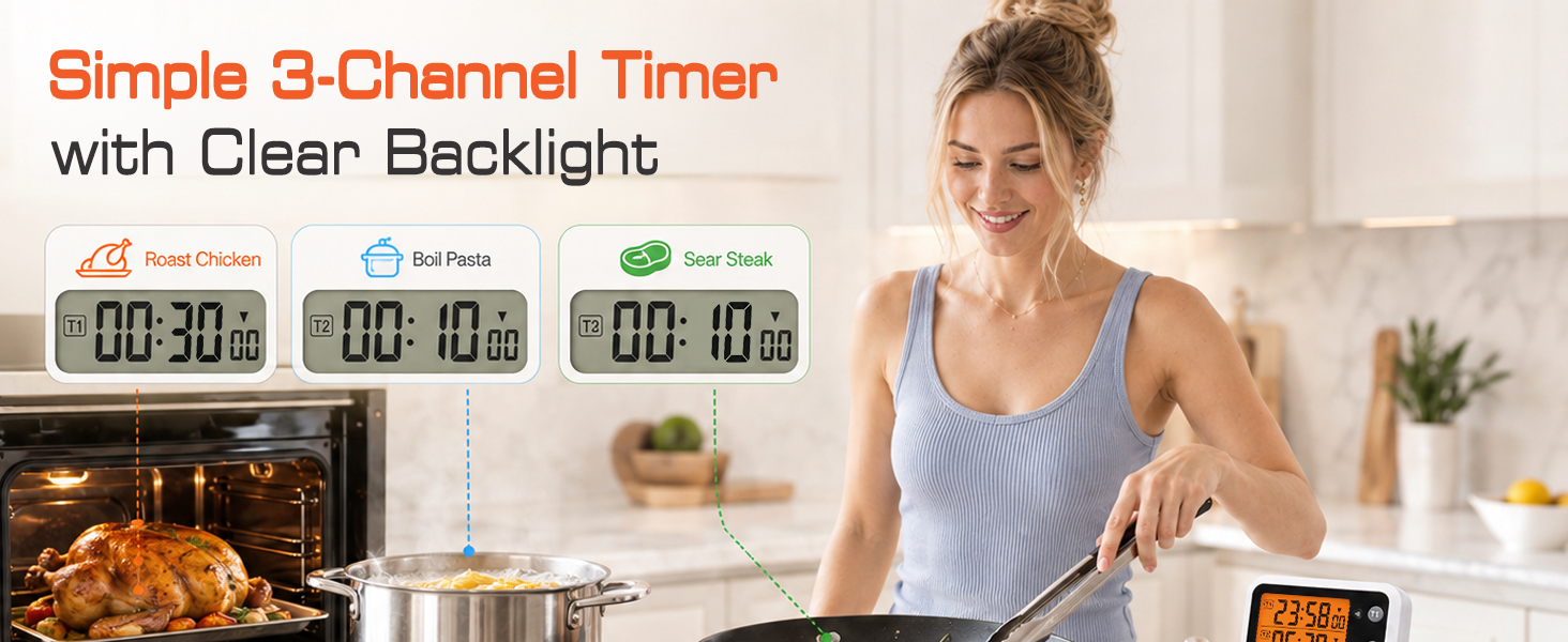 Simple 3-Channel Timer with Clear Backlight