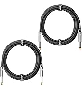 JoikYoik Guitar Cable 10ft 2-Pack, Tweed Cloth Braided Instrument Cable, 1/4 Inch Straight TS to ...