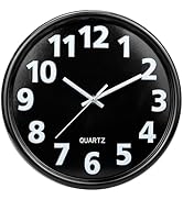 Plumeet 12'' Wall Clock, Battery Operated Wall Clocks Silent Non-Ticking Quartz, Modern Style Sui...