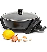 Moss &amp; Stone Nonstick Electric Skillet 12 Inch Aluminum Electric Fryer With 2 Layers Of Non-Stick...