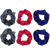 Velvet Solid Scrunchies - Set of 6 (Hot Pink Royal Grey)