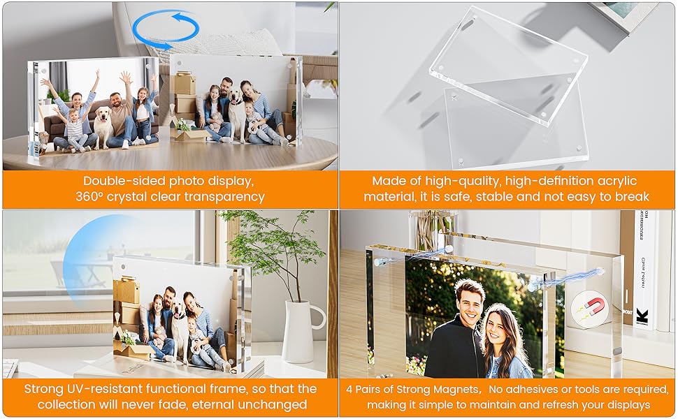 clear acrylic picture frames magnetic acrylic picture frame photo frame 5x7 frameless picture frame