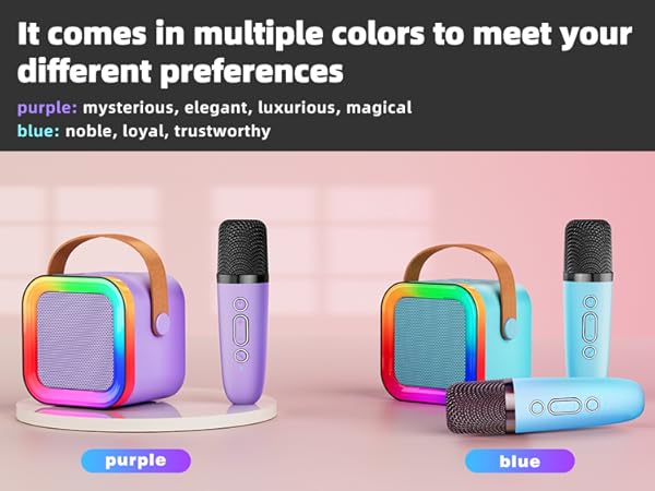 Mini Karaoke Machine Speaker for Kids Adults, Portable Bluetooth with 2 Wireless Microphones