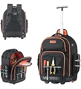 VEVOR Rolling Tool Backpack, 110 lbs Load Capacity, 45 Pockets Heavy Duty Roller Tool Bag on Whee...