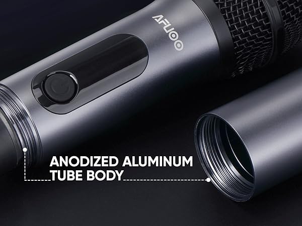 Handheld UHF Metal Cordless Microphone 2 Pack for Karaoke Machines, All Aluminum Body and Micro Arc