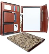 FORTAVEM Embossed Faux Leather Trifold Padfolio with Magnetic Closure, A4 Letter Size Portfolio O...