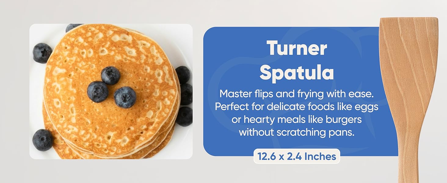 Wooden Utensils Set White Turner Spatula