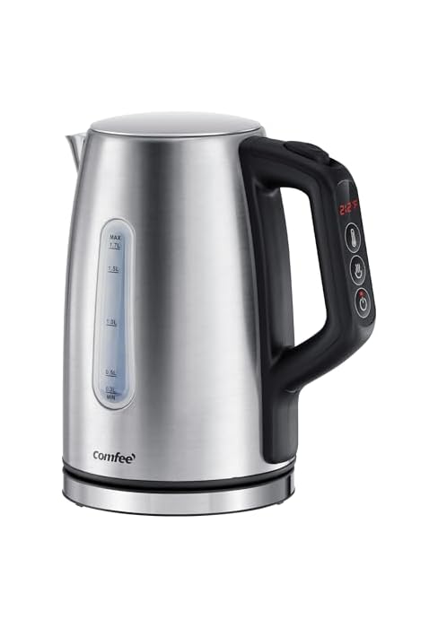 COMFEE' Stainless Steel Electric Kettle, Temperature Control with 6 Presets, 1-Hr Keep Warm, Kett...