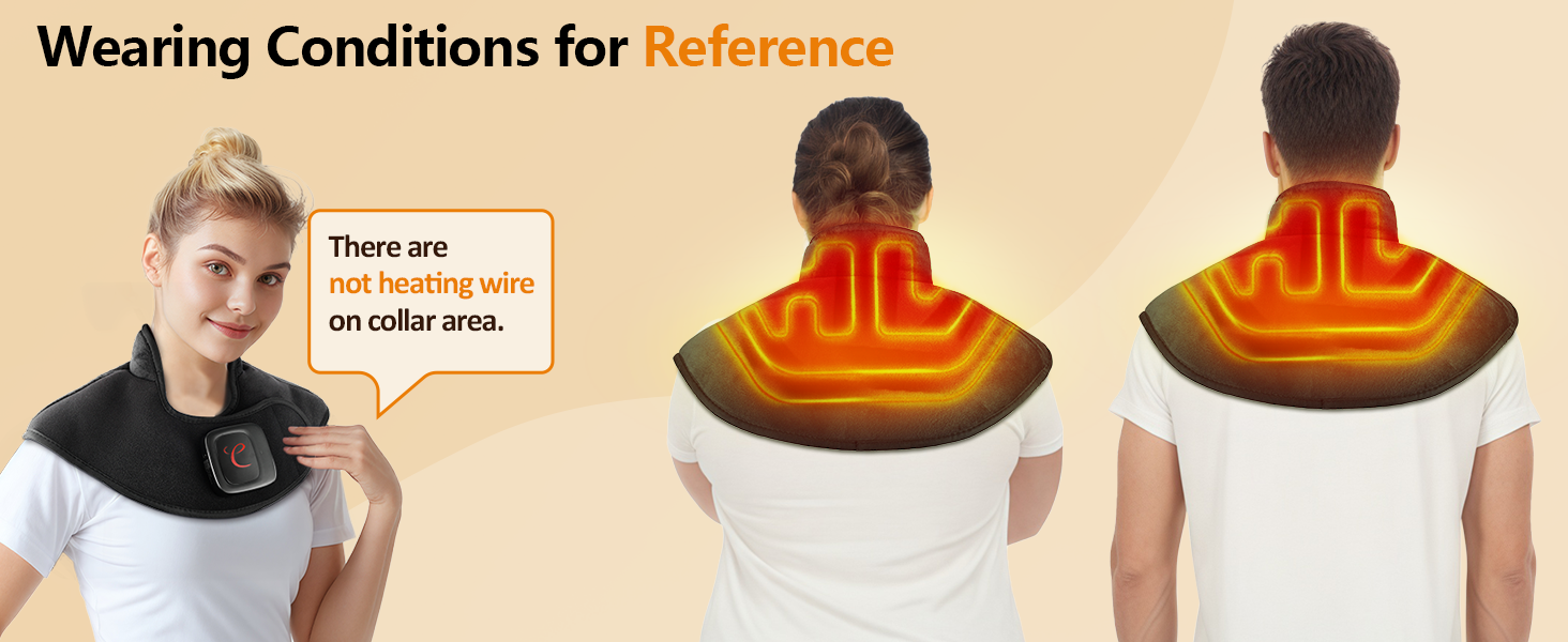 wireless heating pad wearing condition for reference