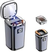 YESCOO Car Ashtray, Portable Ashtray with Solar and USB Dual Charging Lighter, Smokeless Ashtray ...