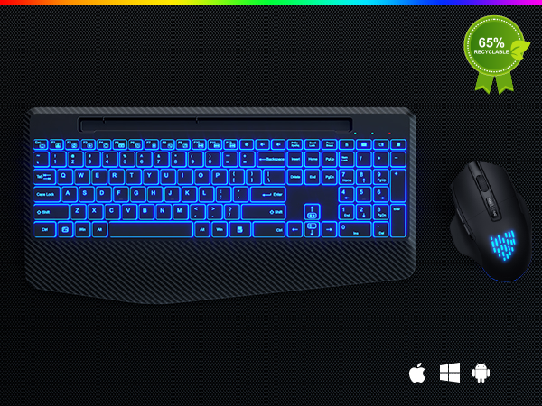 wireless keyboard and mouse with backlit for windows,laptop,pc,computer