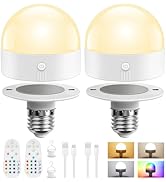 TJOY E26 Rechargeable Light Bulb with Remote and Timer, Battery Operated Bulb with 3 Color Temper...