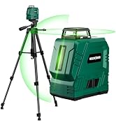 Laser Level with Adjustable 47 inch Tripod, RockSeed 1x360° Horizontal and 1x 150° Vertical Green...