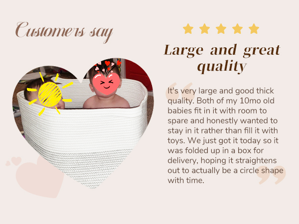 INDRESSME XXXLarge Cotton Rope Basket
