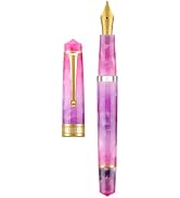 Asvine P20 Piston Fountain Pen, Stub Nib 1.1mm Calligraphy Art Drawing Gradual Purple Acrylic wit...