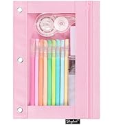 SKYDUE Pencil Pouch for 3 Ring Binder, Zipper Pencil Pouches for Girls Boys, Clear Window Pencil ...