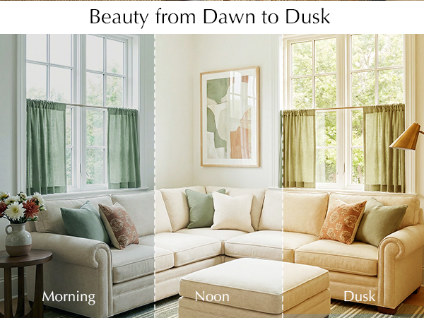 Linen Small Curtains for living Room Privacy Light Filtering Window Tiers for Kitchen