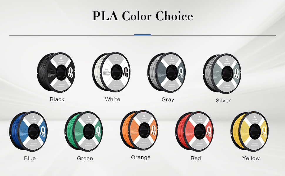 pla filament black filament white filament grey filament blue filament red filament yellow filament