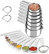 Stainless Steel Measuring Cups &amp; Spoons Set of 17, 7 Cups, 9 Spoons, 1 Leveler, Kitchen Gadgets f...