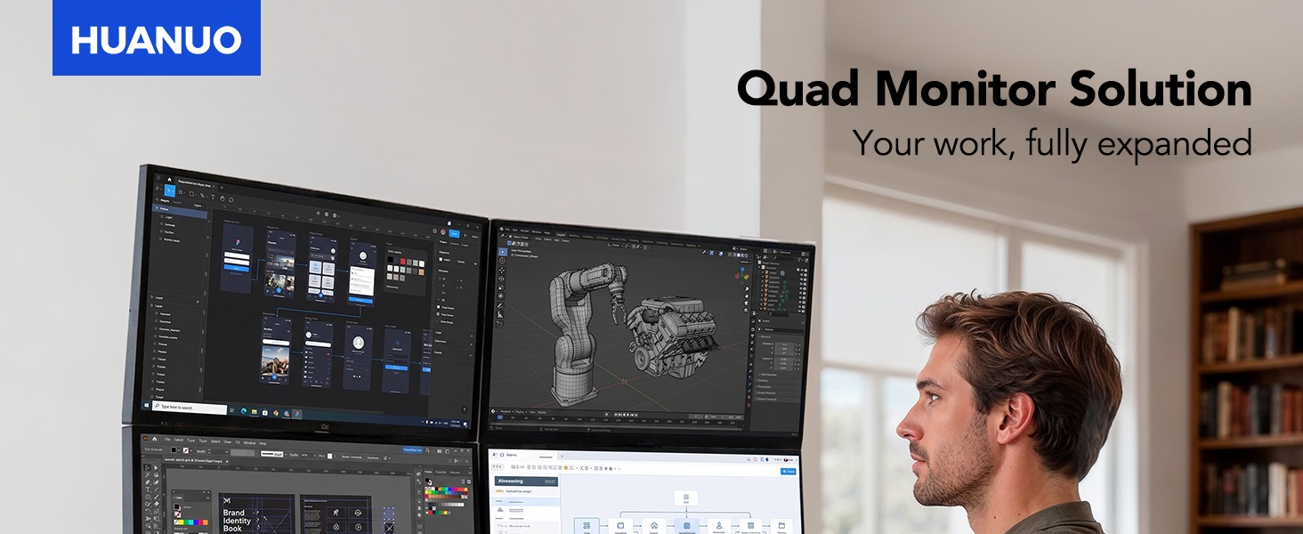 quad monitor stand