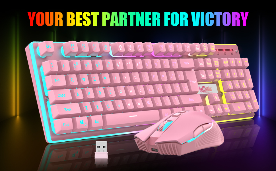 Pink wireless gaming keyboard