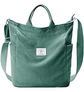 KALIDI Corduroy Tote Bag, Large Messenger Bag Shoulder Hobo Anti Splash Crossbody Zipper Bag Casu...