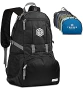 TRIPPED Travel Gear Traveling Backpack- Foldable collapsible lightweight backpack for travel (Bla...