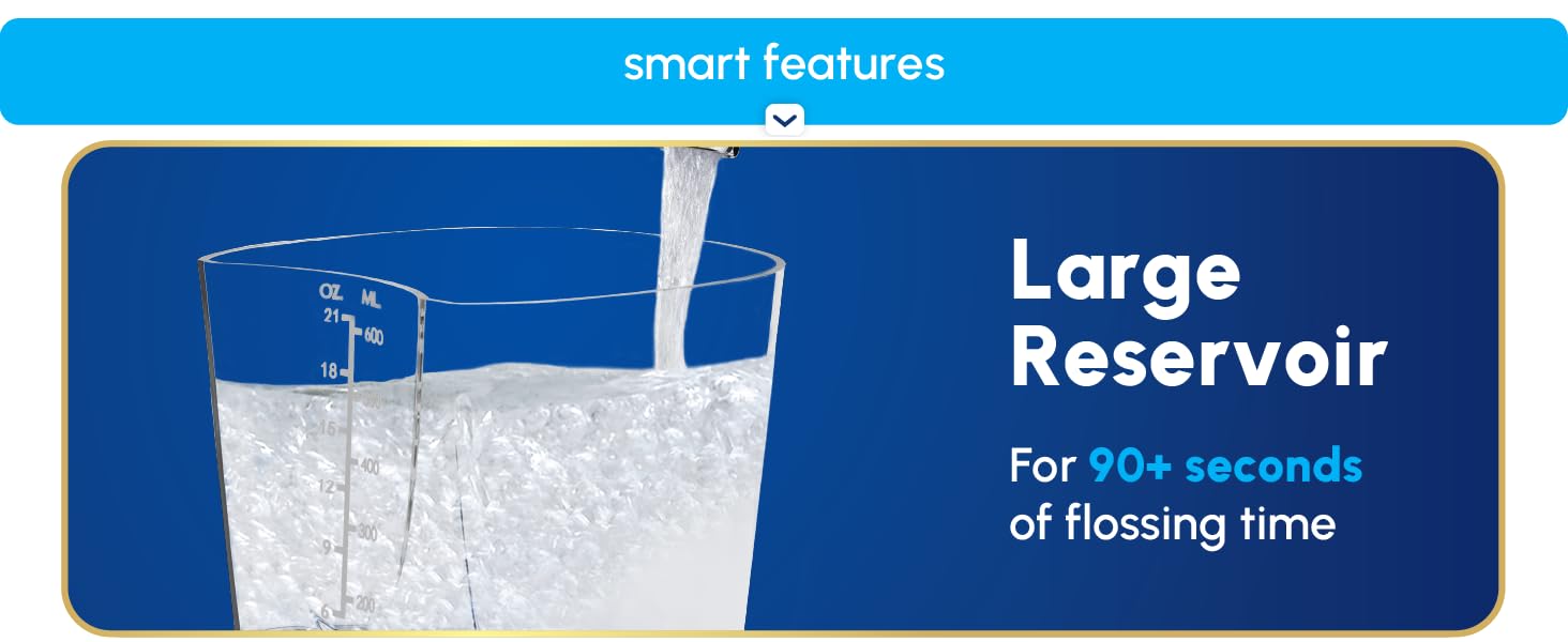 Image of Waterpik water reservoir with text reading large reservoir.