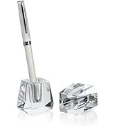 QFkris 2-Pack Crystal Single Pen Holder for Desk, 1.8" Fancy Fountain Pen Stand, Glass Feather Pe...
