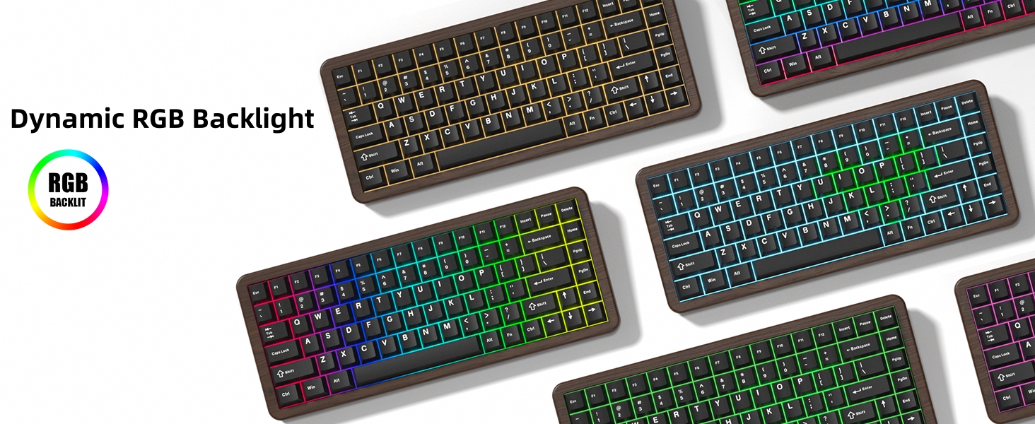 75% Mechanical Keyboard Wireless with QMK/VIA, WD75 V2 Wood Gaming Keyboard