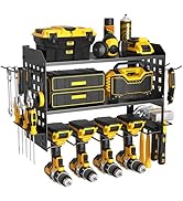 SUNALLY Power Tool Organizer, Heavy Duty Wall Mount Tool Organizer 3 Layers with 4 Drill Holders,...