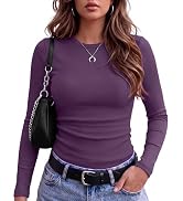 Zeagoo Women Long Sleeve Tops Crewneck Ribbed Knit Fitted Tshirts Dressy Casual Basic Tee 2026 Su...