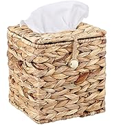 Sumnacon Tissue Box Cover Water Hyacinth Tissue Box Sqaure Tissue Holder Woven Tissue Cover Wicke...