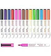 Dry Erase Markers, Shuttle Art 15 Colors Magnetic Whiteboard Markers with Erase,Fine Point Dry Er...