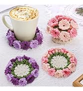 Crochet Kit for Beginners-4PCS Coaster Flower Pot Crochet Kits Coaster Crochet Starter Kit with C...